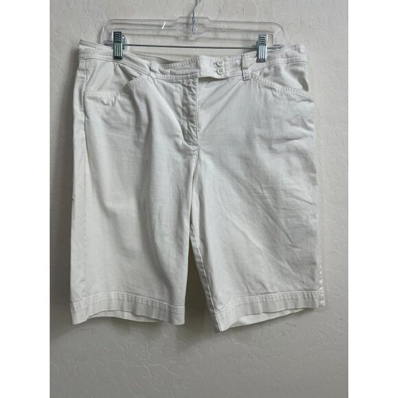 Jones New York Stretch SZ 14 Sport Bermuda White Shorts Cotton Spandex - Picture 1 of 8